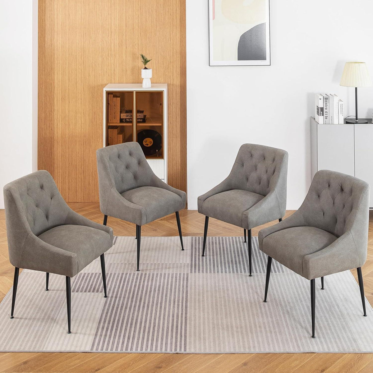 Esszimmerstühle 2er Set Grau mit Kissen & Hebel