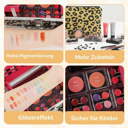 Make-Up Set für Mädchen mit Kosmetikkoffer Leopard Gelb