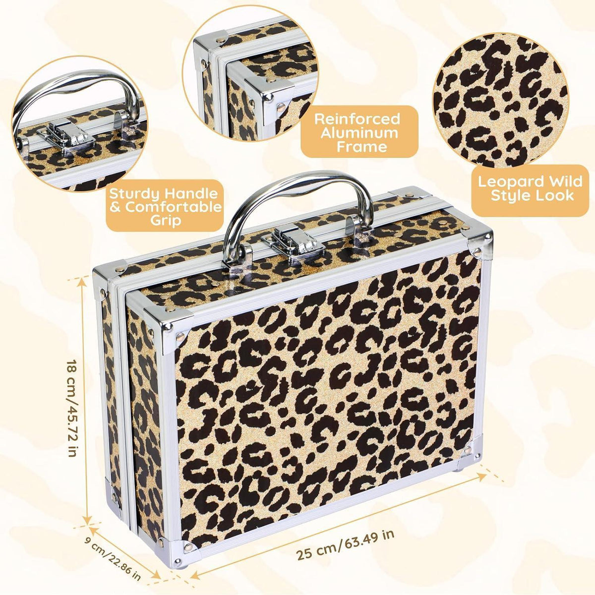 Make-Up Set für Mädchen mit Kosmetikkoffer Leopard Gelb