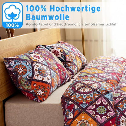 Bettwäsche-Set 135x200 Baumwolle, Bunt Böhmisch Paisley, 4-teilig
