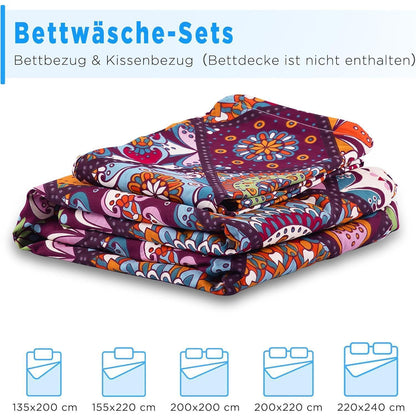 Bettwäsche-Set 135x200 Baumwolle, Bunt Böhmisch Paisley, 4-teilig