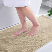 Chenille Badematte rutschfest & saugfähig, Dunkelbeige 60x90 cm