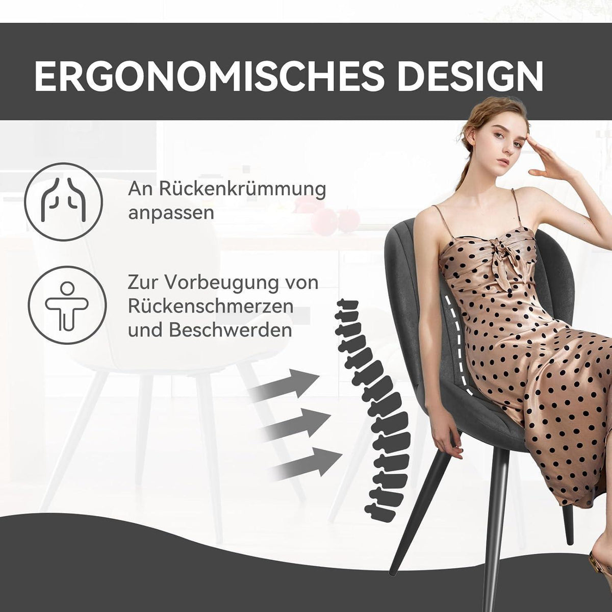 Esszimmerstühle 4er Set – Ergonomisch & Wasserdicht Schwarz