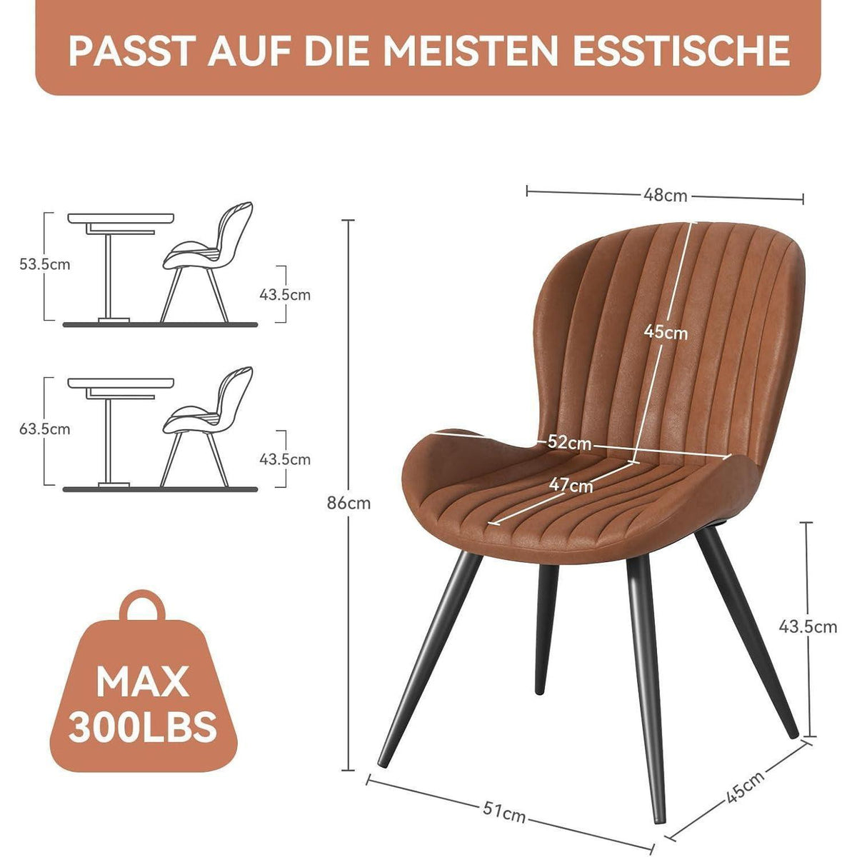 Esszimmerstühle 4er Set Braun – Ergonomisch & Robust