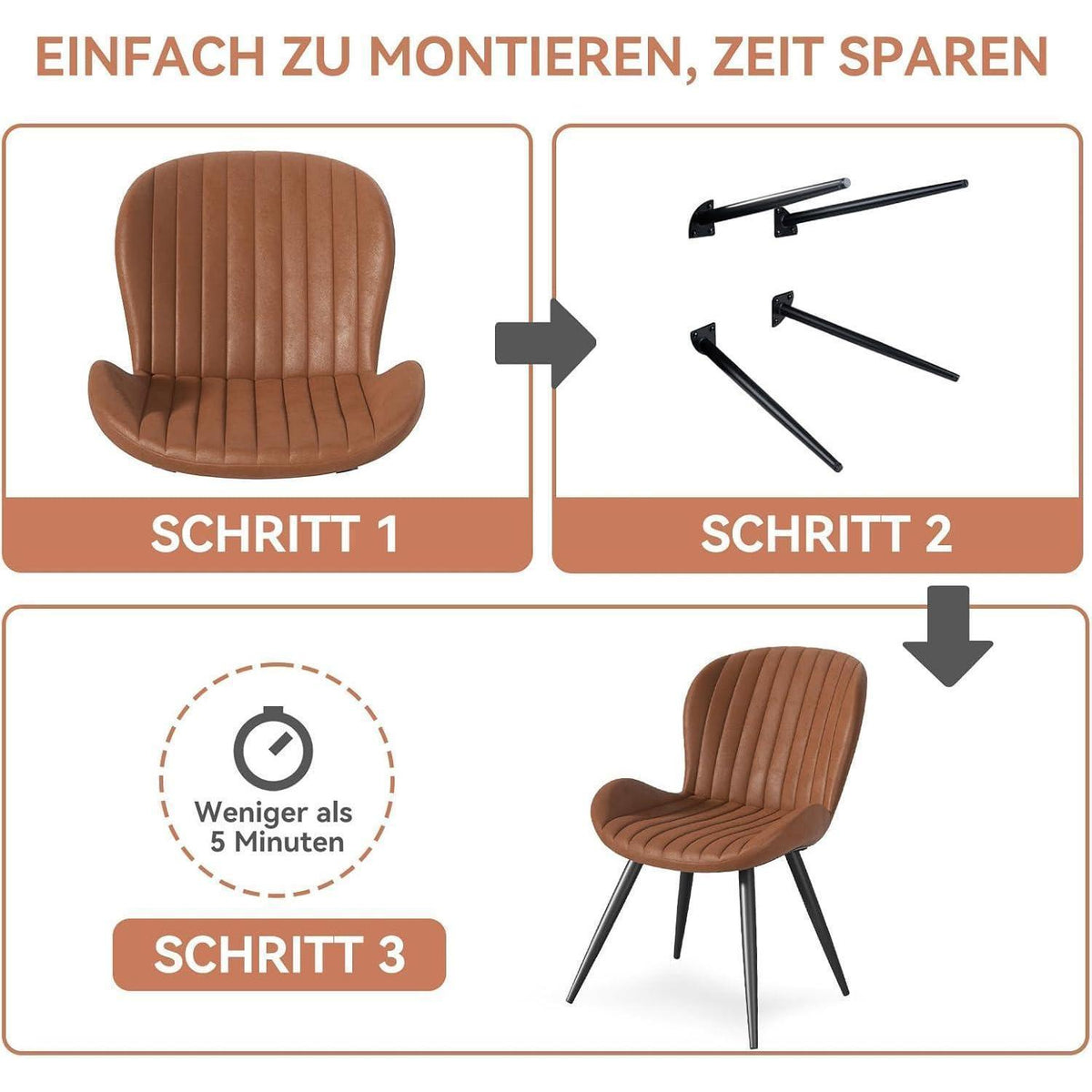 Esszimmerstühle 4er Set Braun – Ergonomisch & Robust