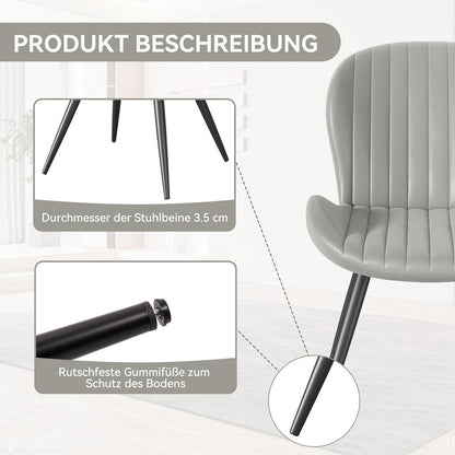 Esszimmerstühle Set 4er – Hellgrau, Ergonomisch & Robust