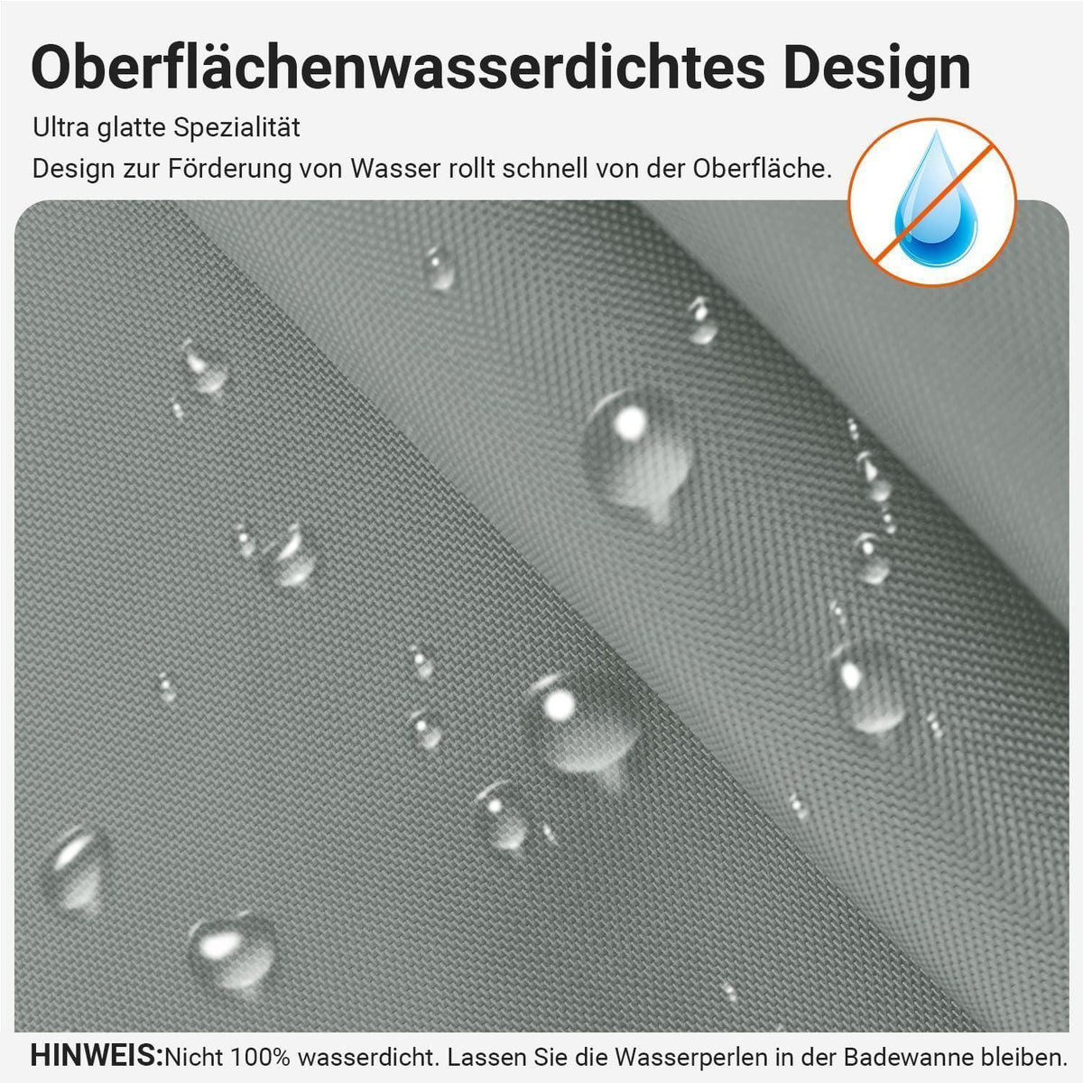 Duschvorhang Grau 160x160cm Beschwerter Saum Antischimmel Wasserabweisend