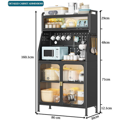Küchenschrank mit Arbeitsplatte & Verstellablagen – Schwarz 86x36x160cm