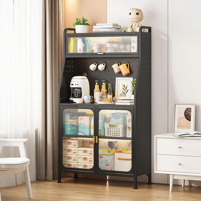 Küchenschrank mit Arbeitsplatte & Verstellablagen – Schwarz 86x36x160cm