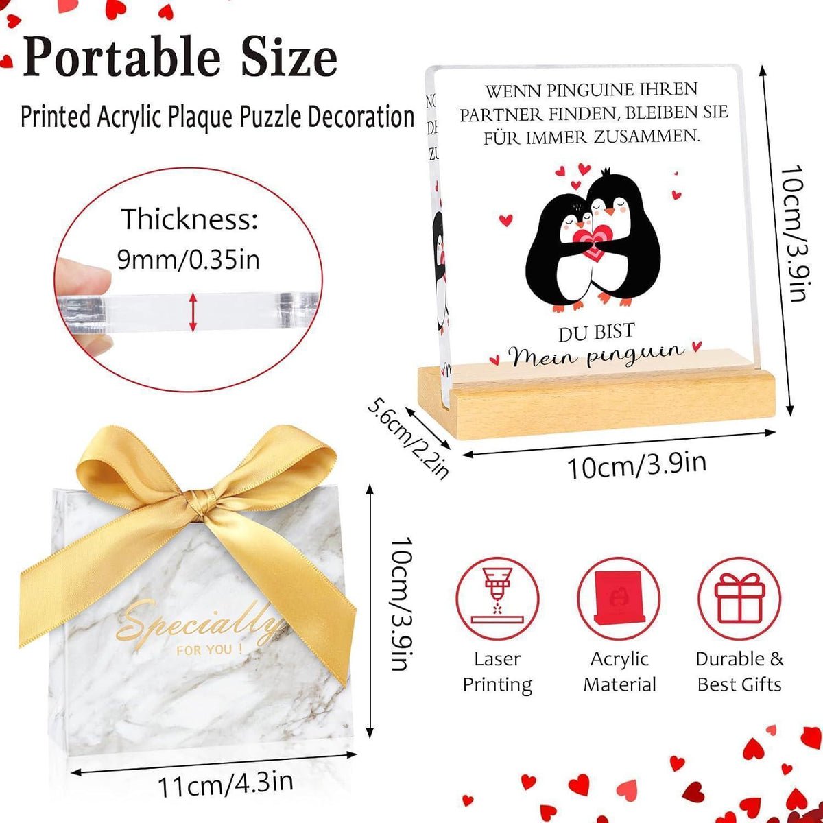 Pinguin Acryl Dekoration - Valentinstag Geschenk für Ihn/Sie