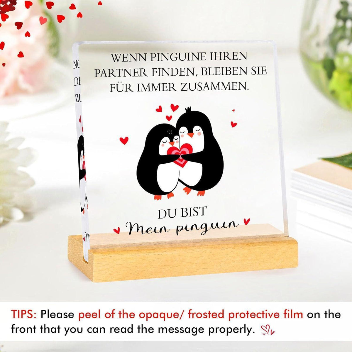 Pinguin Acryl Dekoration - Valentinstag Geschenk für Ihn/Sie