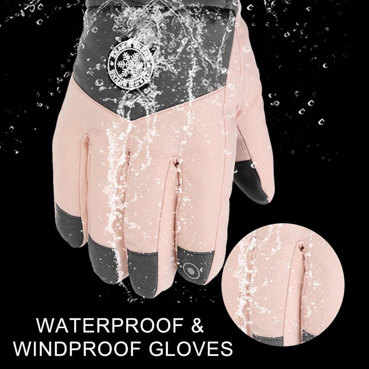 Winterhandschuhe Herren wasserdicht Touchscreen warm dunkelgrau-weiß