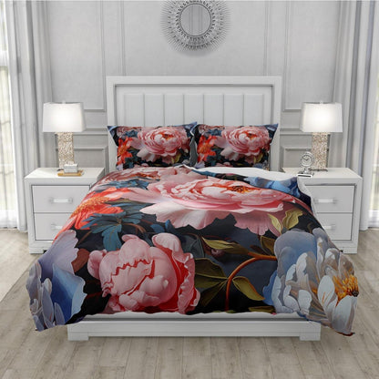 Blumen Bettwäsche Set 135x200 Rosa Floral Mikrofaser