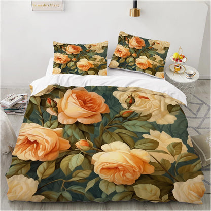 Blumen Bettwäsche Set 135x200 Gelb Floral 4-teilig Mikrofaser