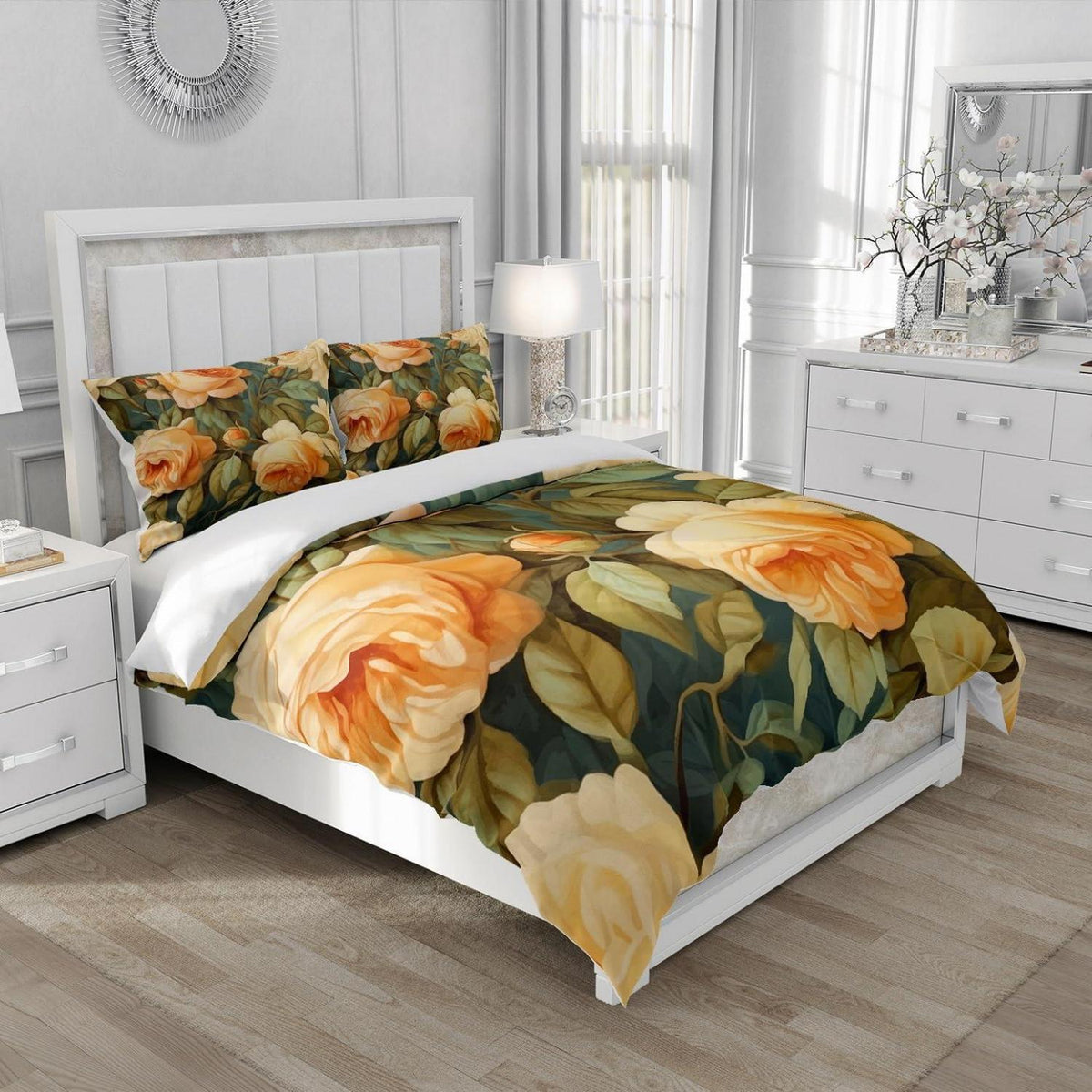 Blumen Bettwäsche Set 135x200 Gelb Floral 4-teilig Mikrofaser