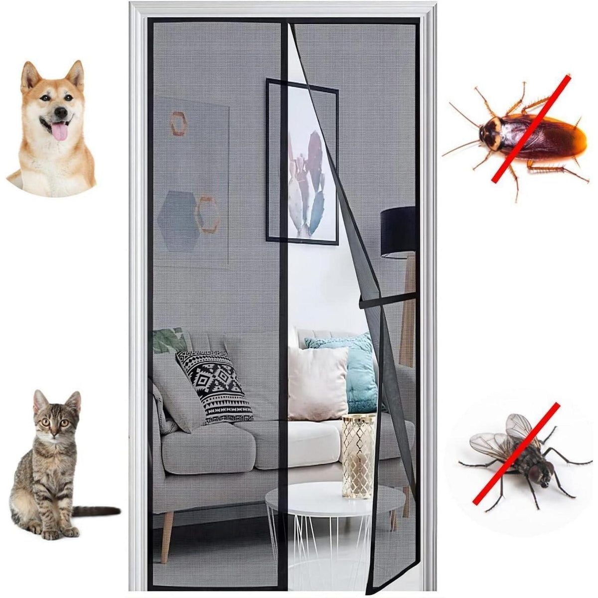 Fliegengitter Balkontür Magnet 95x195cm – Insektenschutz ohne Bohren
