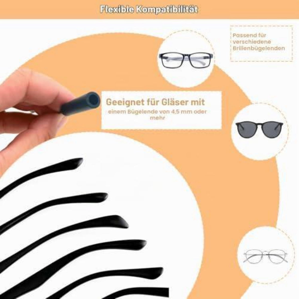 4er-Set Sportbrillenband Silikon Einstellbar Damen Herren Kinder