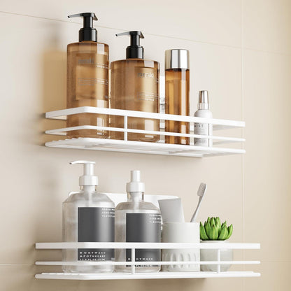 Duschablage ohne Bohren, 2 Stück, Weiß, Badezimmer Organizer