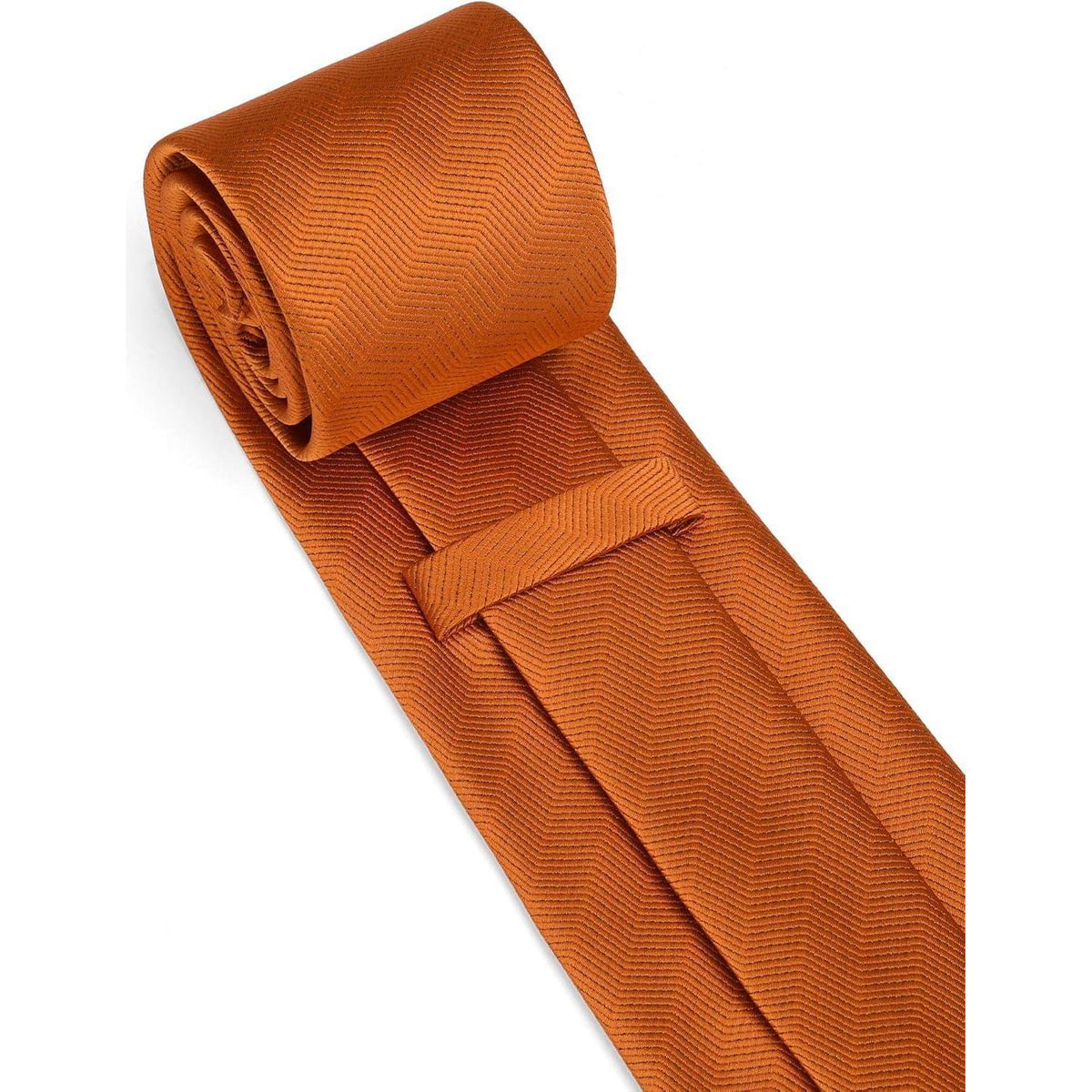 Herren Krawatte mit Einstecktuch Set, Elegant Orange