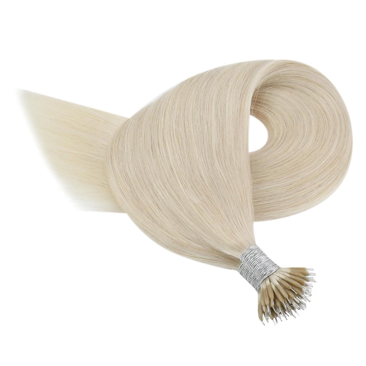 Echthaar Nano Extensions Platinblond 55cm – Volumen & Länge