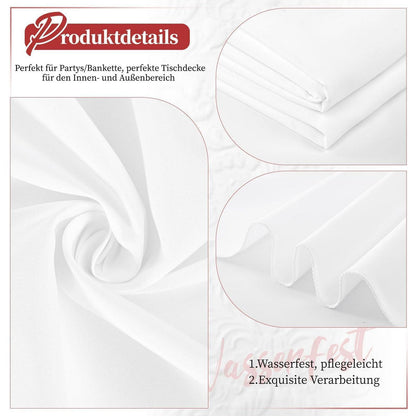12x Weiße Biertisch Tischdecke 250x100cm – Waschbar & Pflegeleicht