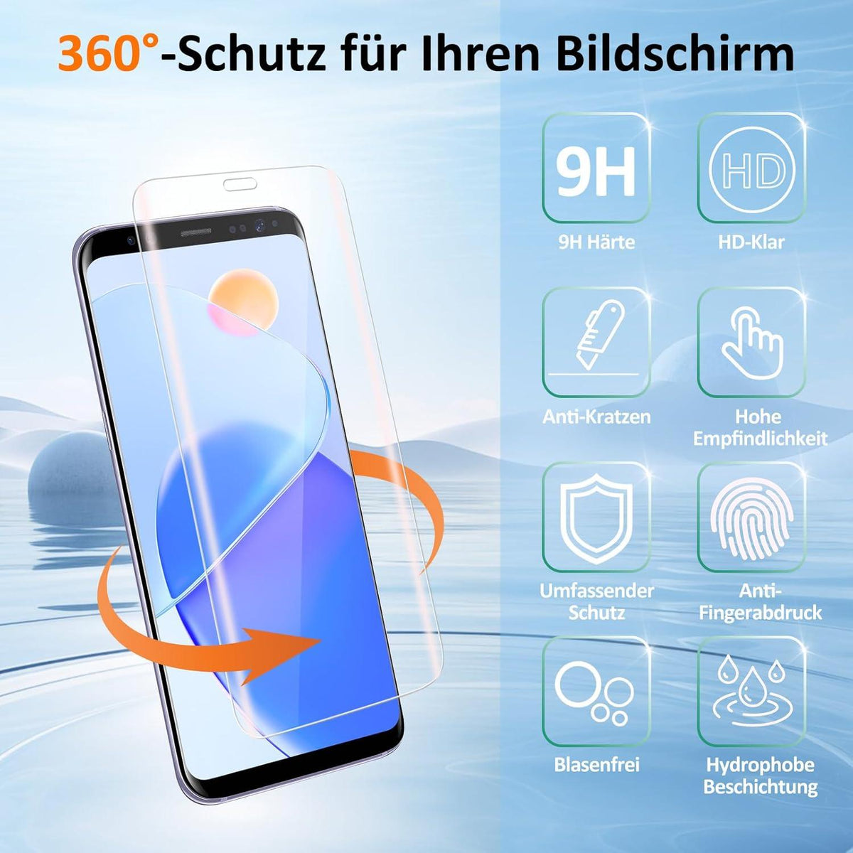 Schutzfolie Panzerglas Samsung Galaxy S9 Plus 2 Stück Displayschutz