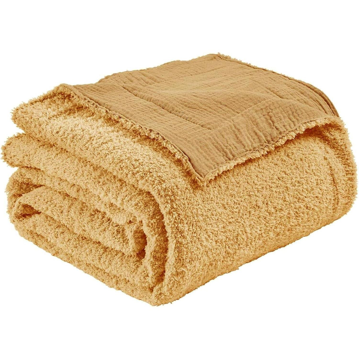 Musselin Fleece Decke 150x200 cm Beige Kuscheldecke