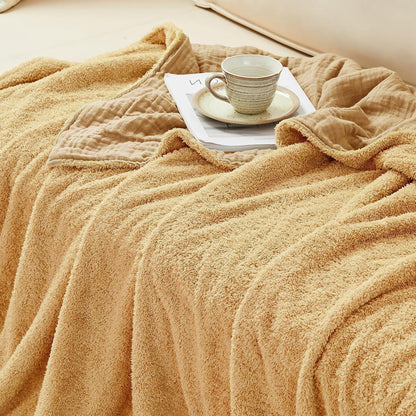 Musselin Fleece Decke 150x200 cm Beige Kuscheldecke