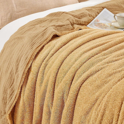 Musselin Fleece Decke 150x200 cm Beige Kuscheldecke