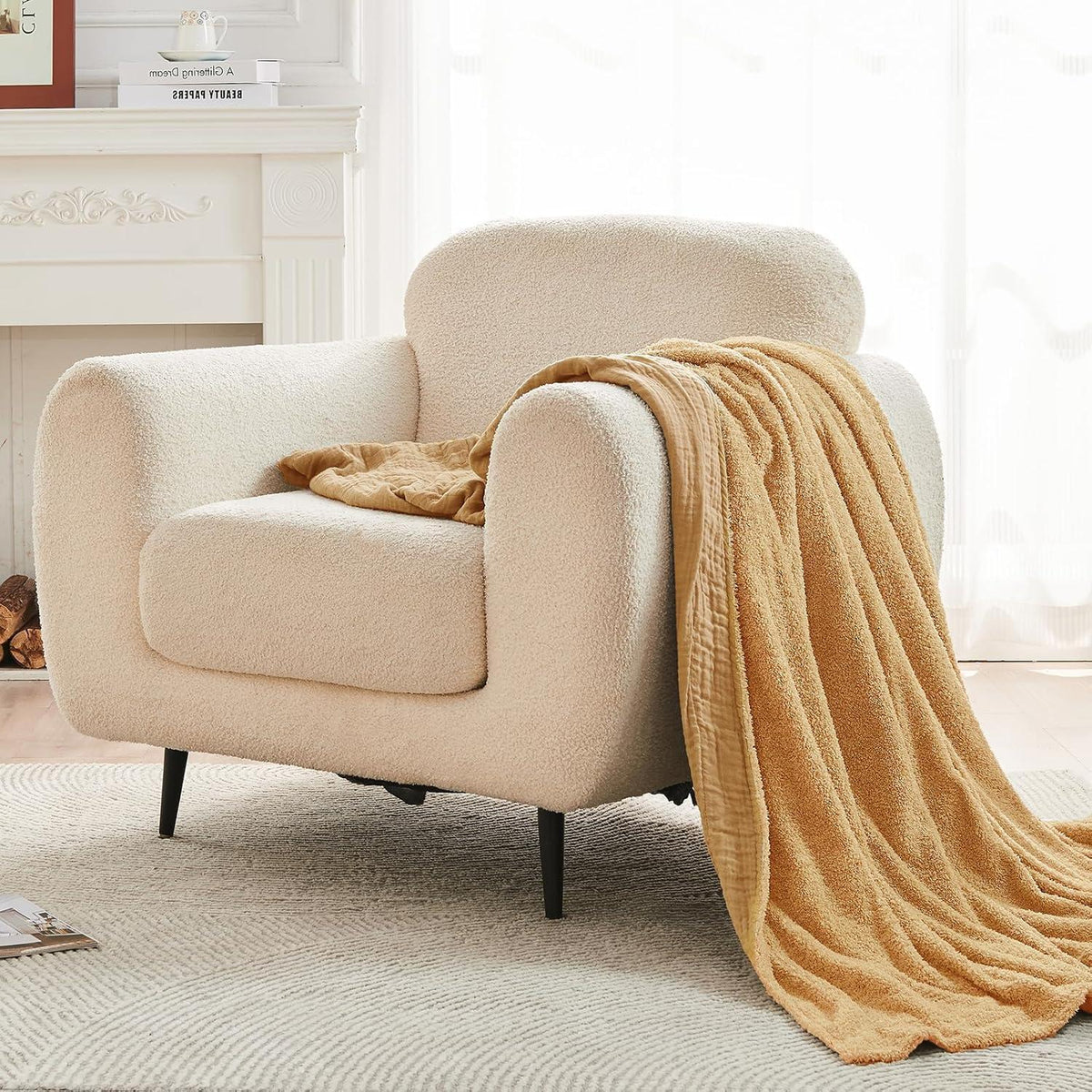 Musselin Fleece Decke 150x200 cm Beige Kuscheldecke