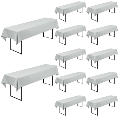 12x Biertisch Tischdecke Hellgrau 250x100cm – Waschbar & Blickdicht