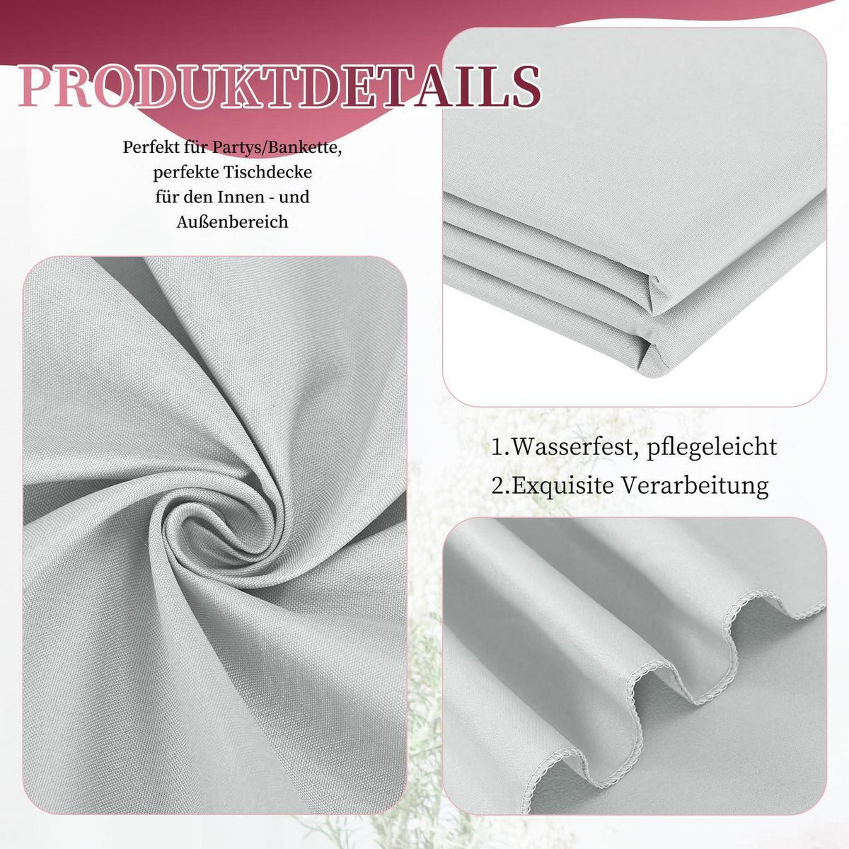 12x Biertisch Tischdecke Hellgrau 250x100cm – Waschbar & Blickdicht