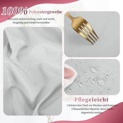 12x Biertisch Tischdecke Hellgrau 250x100cm – Waschbar & Blickdicht