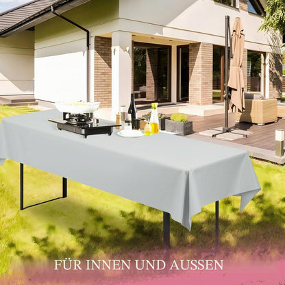 12x Biertisch Tischdecke Hellgrau 250x100cm – Waschbar & Blickdicht