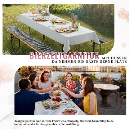 12x Biertisch Tischdecke Hellgrau 250x100cm – Waschbar & Blickdicht
