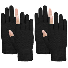 Fingerlose Handschuhe Damen Herren Warm mit Fleece Futter 2 Paar