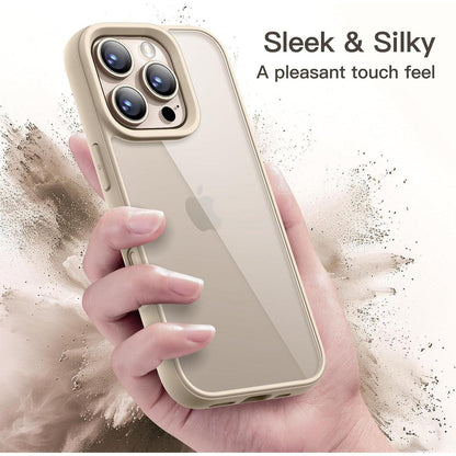 iPhone 16 Pro Hülle, transparent, stoßfest, Titan Wüstensand