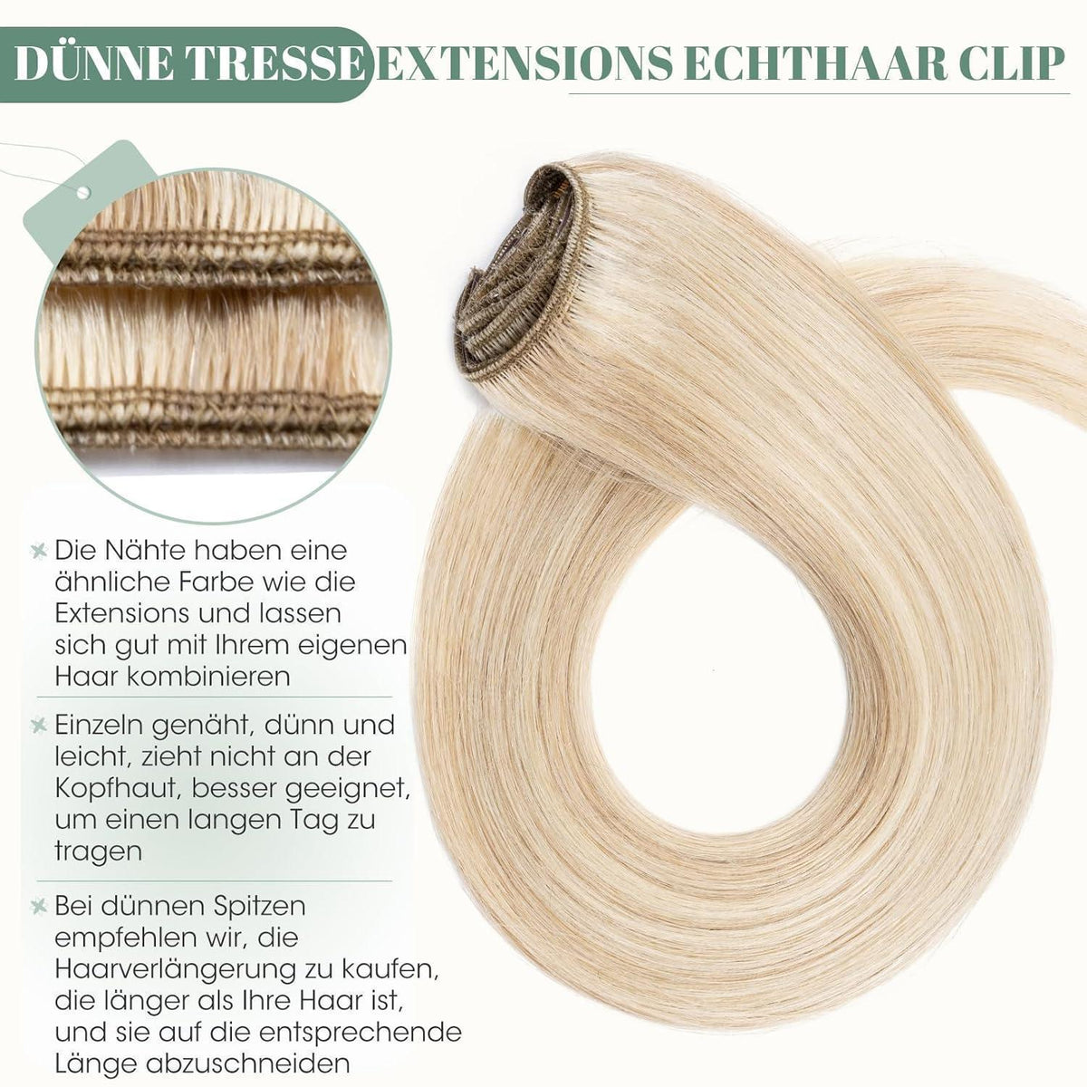 Echthaar Clip ins Extensions #18/613 Blond 25cm - 8 Stück