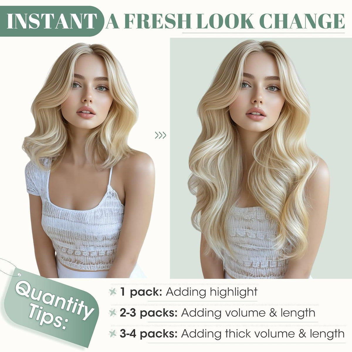 Clip in Echthaar Extensions #12/613 Blond 20cm - 8 Stück