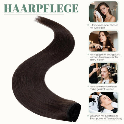 Echthaar Clip ins Haarverlängerung Dunkelbraun 60cm - 8 Stück