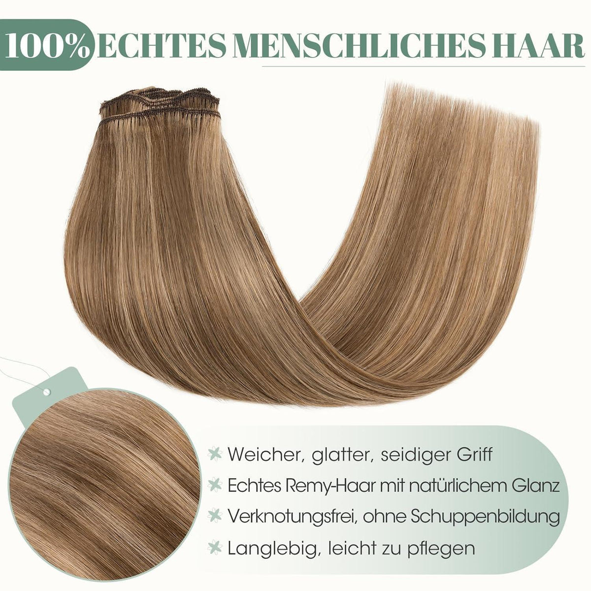 Clip in Echthaar Extensions 50cm #4/27 Blond