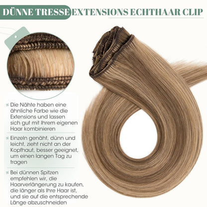 Clip in Echthaar Extensions 50cm #4/27 Blond