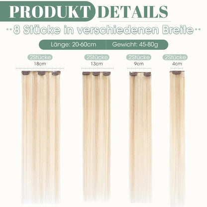 Echthaar Clip ins Extensions #18/613 Blond 60cm - 8 Stück