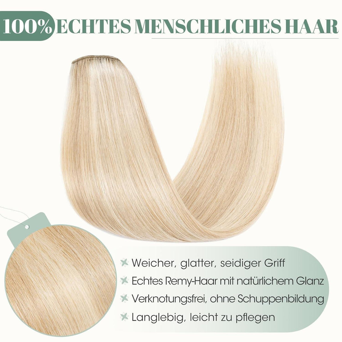Echthaar Clip ins Extensions #18/613 Blond 60cm - 8 Stück