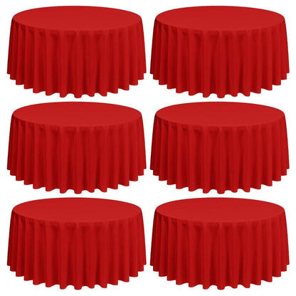 6x Runde Tischdecke Rot, 228 cm – Waschbar & Wiederverwendbar