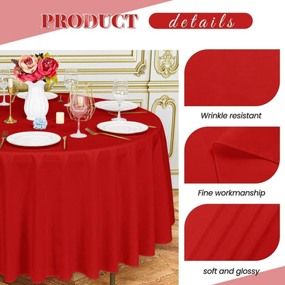 6x Runde Tischdecke Rot, 228 cm – Waschbar & Wiederverwendbar