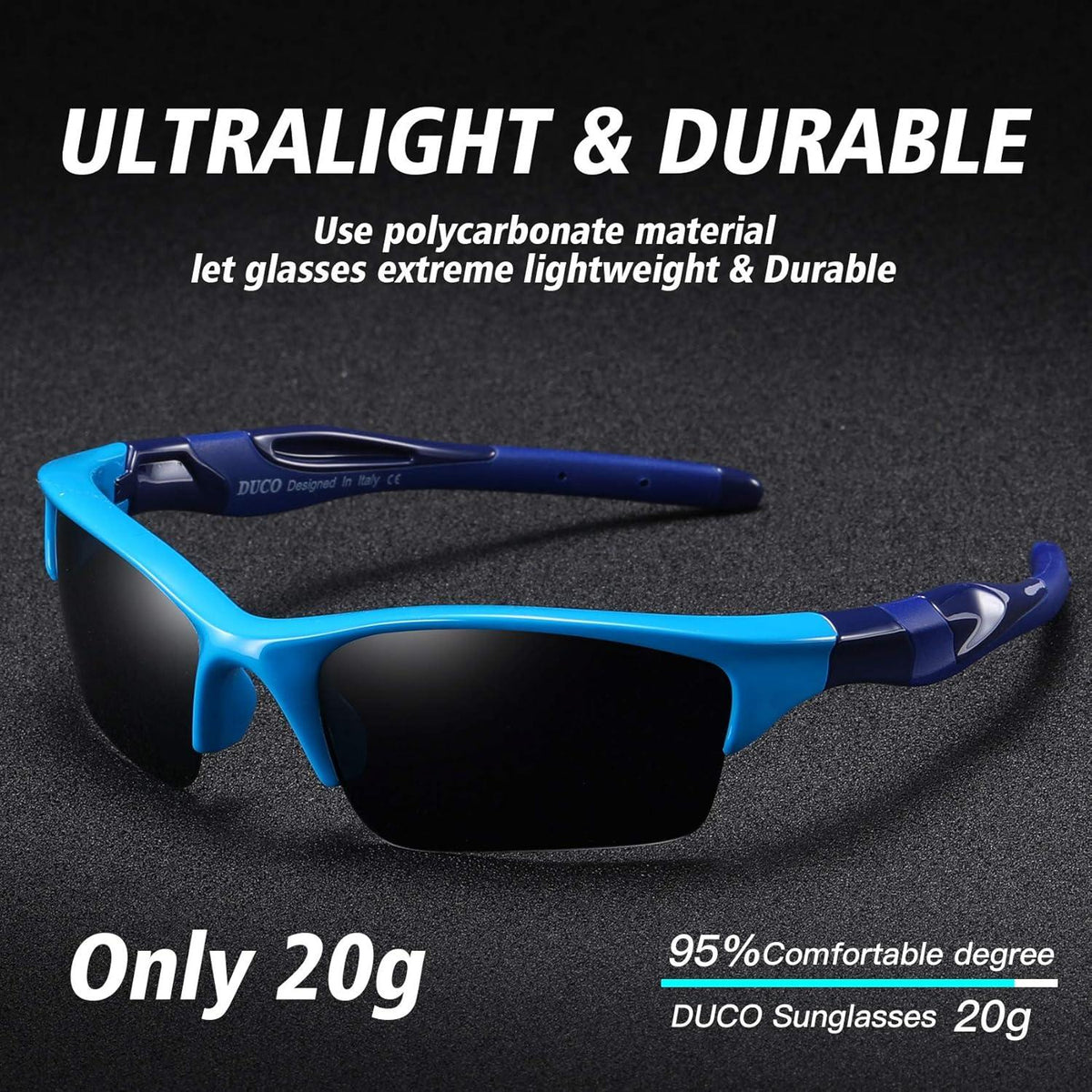 DUCO Kinder Sonnenbrille polarisiert für Jungen Mädchen Sport Baseball 4-7 Jahre