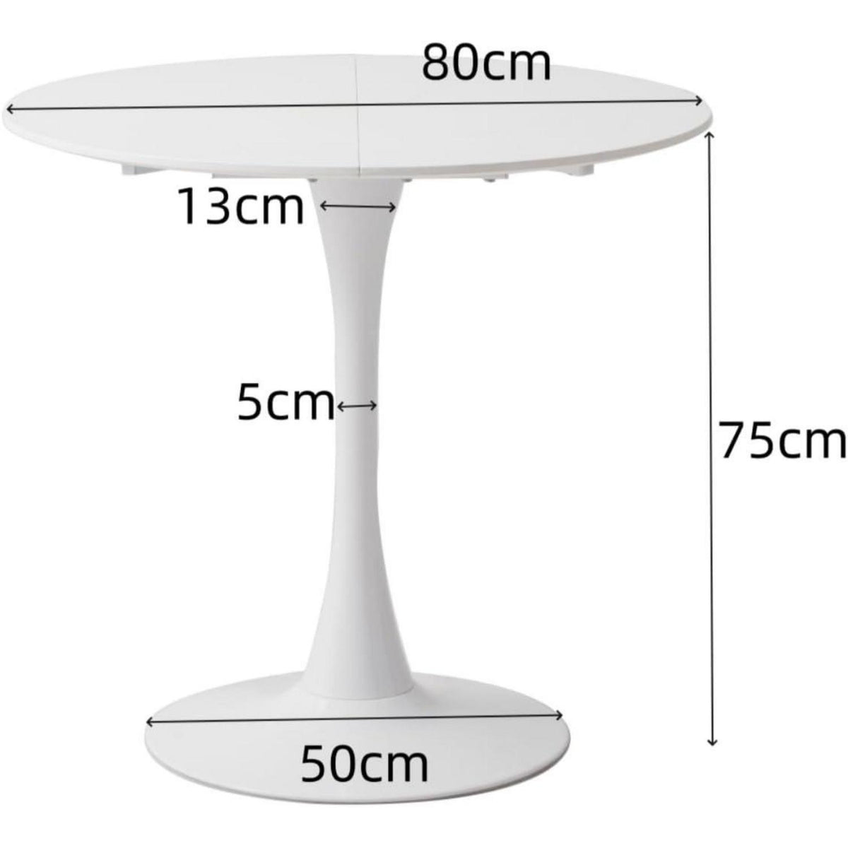Moderner runder Esstisch weiß 80cm – Ideal für kleine Räume