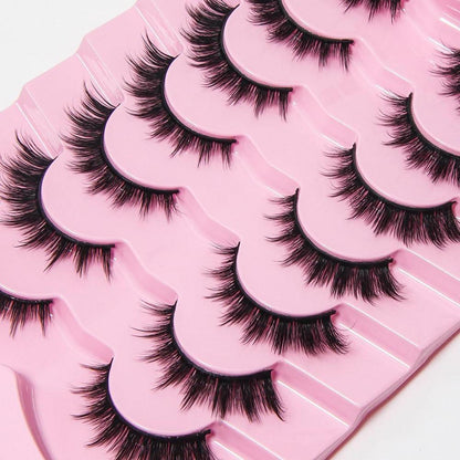 7 Paar 3D Natürliche Künstliche Wimpern – Wiederverwendbar & Flauschig