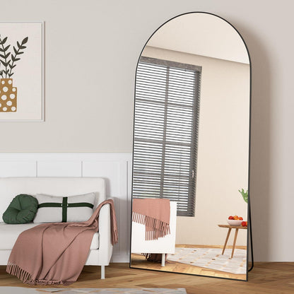 Gewölbter Ganzkörper Spiegel 180x80cm – Stehend, Hängend, Schwarz
